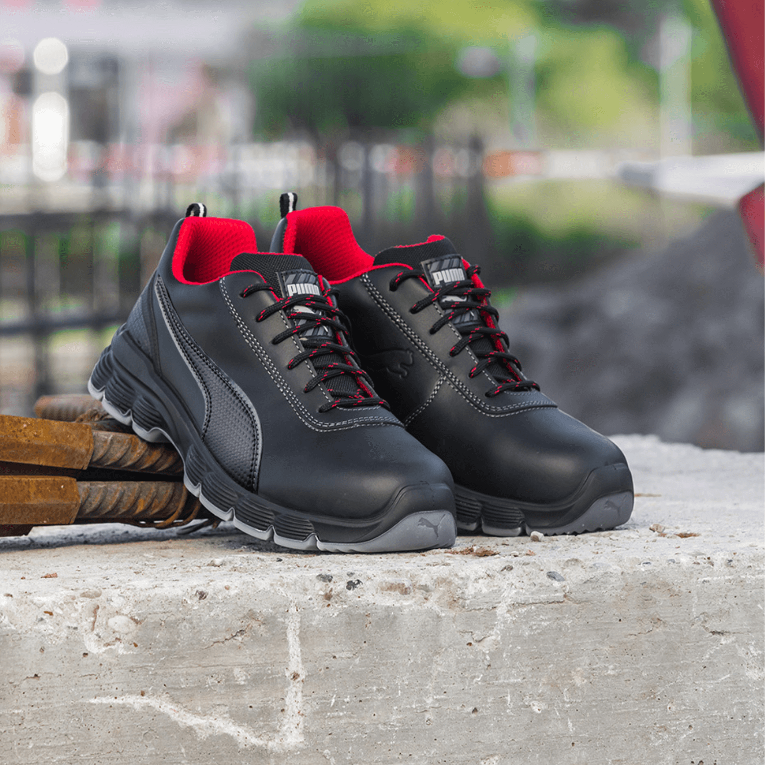 Puma Condor Low Black Steel Toe Nubuck Leather Work Shoes S3 SRC ESD